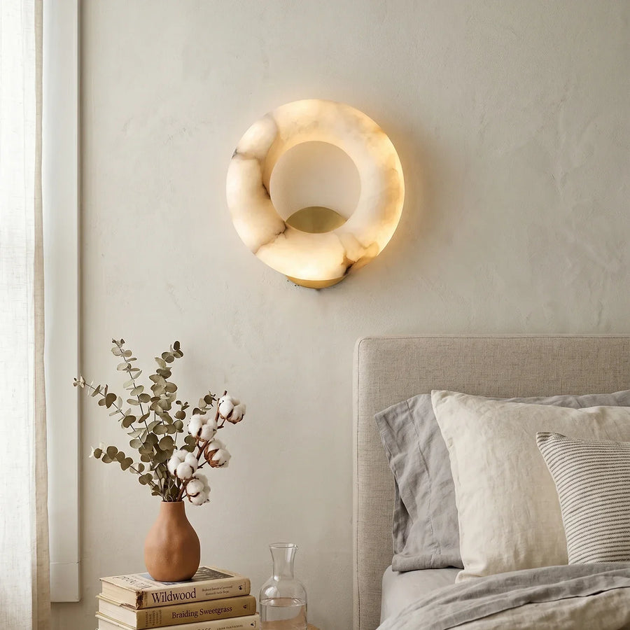 Alabaster Donut Ring Wall Sconce
