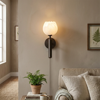 Alabaster Flower Plug-in Wall Lamp