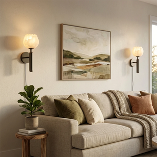 Alabaster Flower Plug-in Wall Lamp