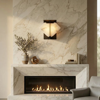 Alabaster Folded Halo Geometric Wall Sconce - Vidirlighting