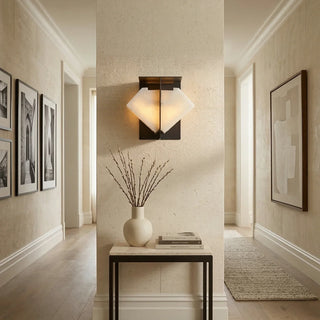 Alabaster Folded Halo Geometric Wall Sconce - Vidirlighting