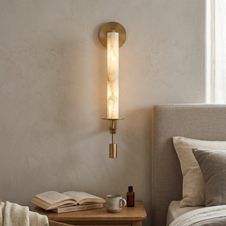 Alabaster Fontanelle Candlestick Wall Lamp