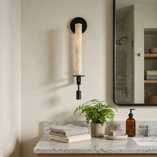 Alabaster Fontanelle Candlestick Wall Lamp