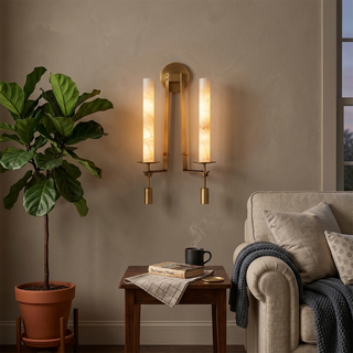 Alabaster Fontanelle Candlestick Wall Lamp