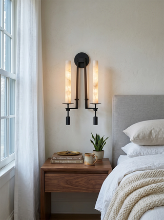 Alabaster Fontanelle Candlestick Wall Lamp