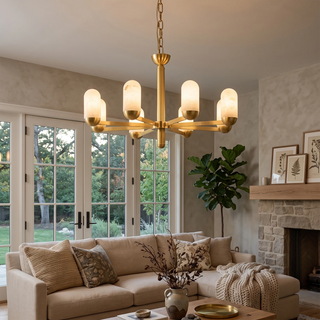 Alabaster Luxury Moonshade Brass Chandelier