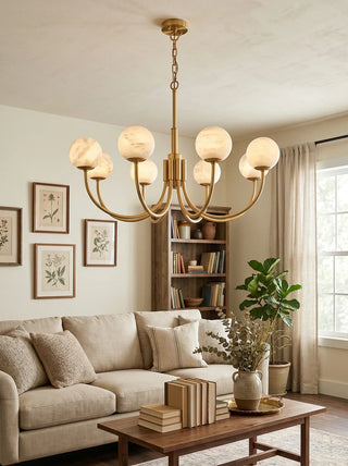 Alabaster Modern Brass Chandelier