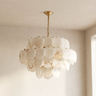 Alabaster Multi-Layer Brass Chandelier