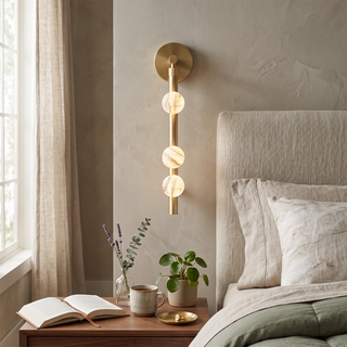 Alabaster Orb Asteria Brass Wall Sconce