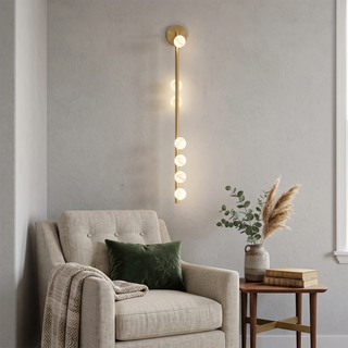 Alabaster Orb Asteria Brass Wall Sconce