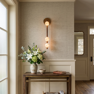 Alabaster Orb Asteria Brass Wall Sconce