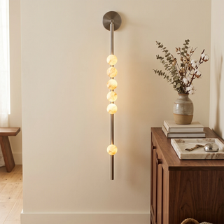 Alabaster Orb Asteria Brass Wall Sconce