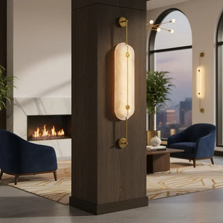Alabaster Solvane Slender Oval Wall Sconce - Vidirlighting
