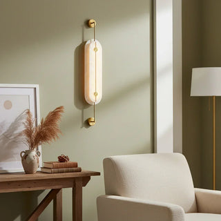Alabaster Solvane Slender Oval Wall Sconce - Vidirlighting