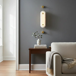 Alabaster Solvane Slender Oval Wall Sconce - Vidirlighting