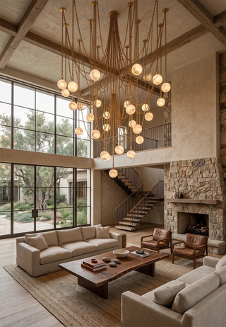 Alabaster Spherical Chain Chandelier