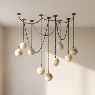 Alabaster Spherical Chain Chandelier