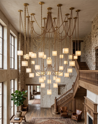 Alabaster Square Chain Chandelier
