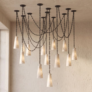 Alabaster Tapered Chain Chandelier
