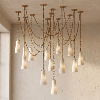 Alabaster Tapered Chain Chandelier
