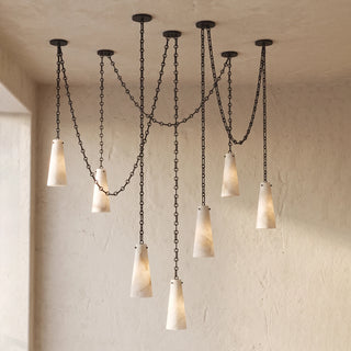 Alabaster Tapered Chain Chandelier