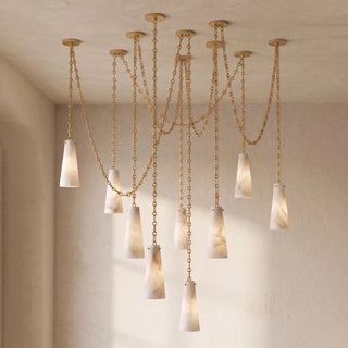 Alabaster Tapered Chain Chandelier