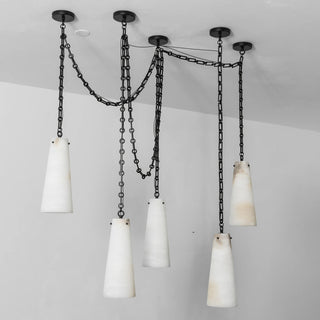 Alabaster Tapered Chain Chandelier