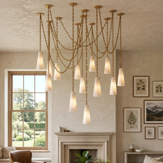 Alabaster Tapered Chain Chandelier