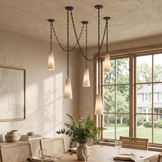 Alabaster Tapered Chain Chandelier