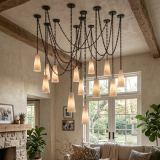 Alabaster Tapered Chain Chandelier