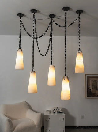Alabaster Tapered Chain Chandelier