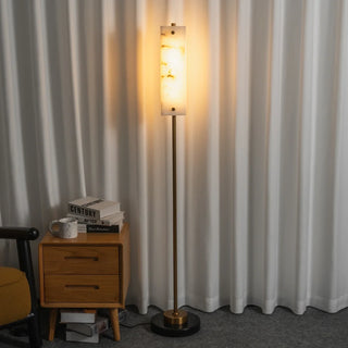 Alabaster Years Brass Floor Lamp