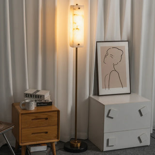 Alabaster Years Brass Floor Lamp