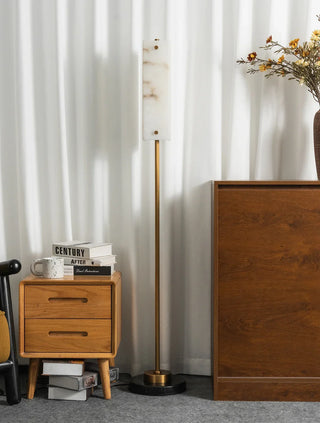 Alabaster Years Brass Floor Lamp