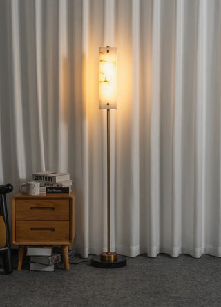 Alabaster Years Brass Floor Lamp