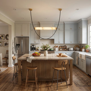 Altalena Leather Alabaster Pendant Light Vidirlighting Linear Alabaster Tube Suspended by Brown Leather Straps over Modern Walnut Kitchen Island Bar