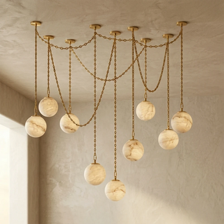 Alabaster Spherical Chain Chandelier