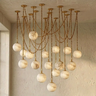 Alabaster Spherical Chain Chandelier
