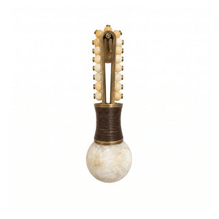 Ardora Beaded Alabaster Wall Sconce Vidirlighting Semi-translucent, warm amber-colored beads, featuring an antiqued bronze hairpin stem and a dark, cinched-waist retaining ring.