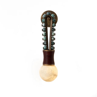 Ardora Beaded Alabaster Wall Sconce Vidirlighting Luxury Art Deco Style Wall Lamp with Emerald Green Beaded Hairpin Stem and Warm Glowing Alabaster Stone Ball for Bedside Vanity Hallway