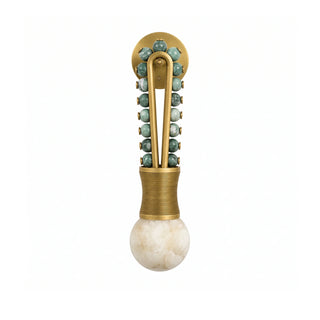 Ardora Beaded Alabaster Wall Sconce Vidirlighting Vibrant Emerald Green Stone Beads with Polished Brass Ribbed Collar and Natural White Alabaster Globe