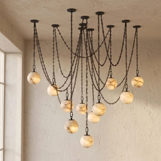 Alabaster Spherical Chain Chandelier