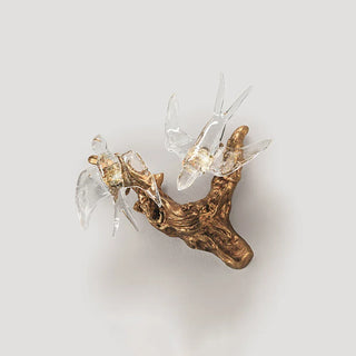 Artistic Glass Flying Bird Vines Wall Lamp