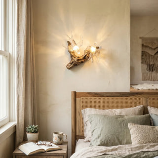 Artistic Glass Flying Bird Vines Wall Lamp