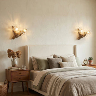 Artistic Glass Flying Bird Vines Wall Lamp