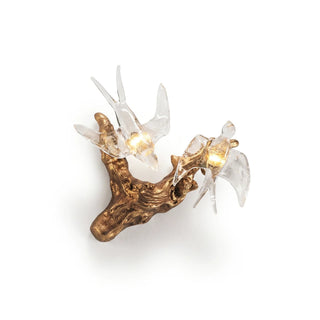 Artistic Glass Flying Bird Vines Wall Lamp