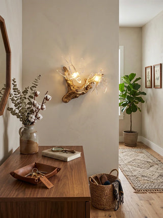 Artistic Glass Flying Bird Vines Wall Lamp