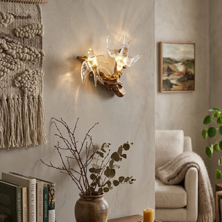Artistic Glass Flying Bird Vines Wall Lamp