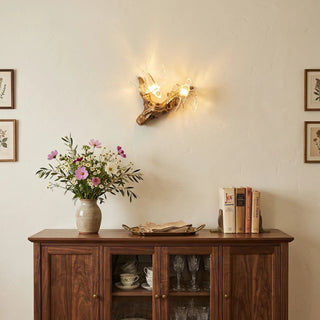 Artistic Glass Flying Bird Vines Wall Lamp