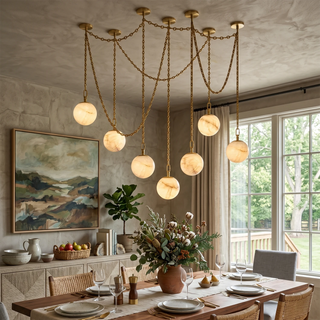 Alabaster Spherical Chain Chandelier